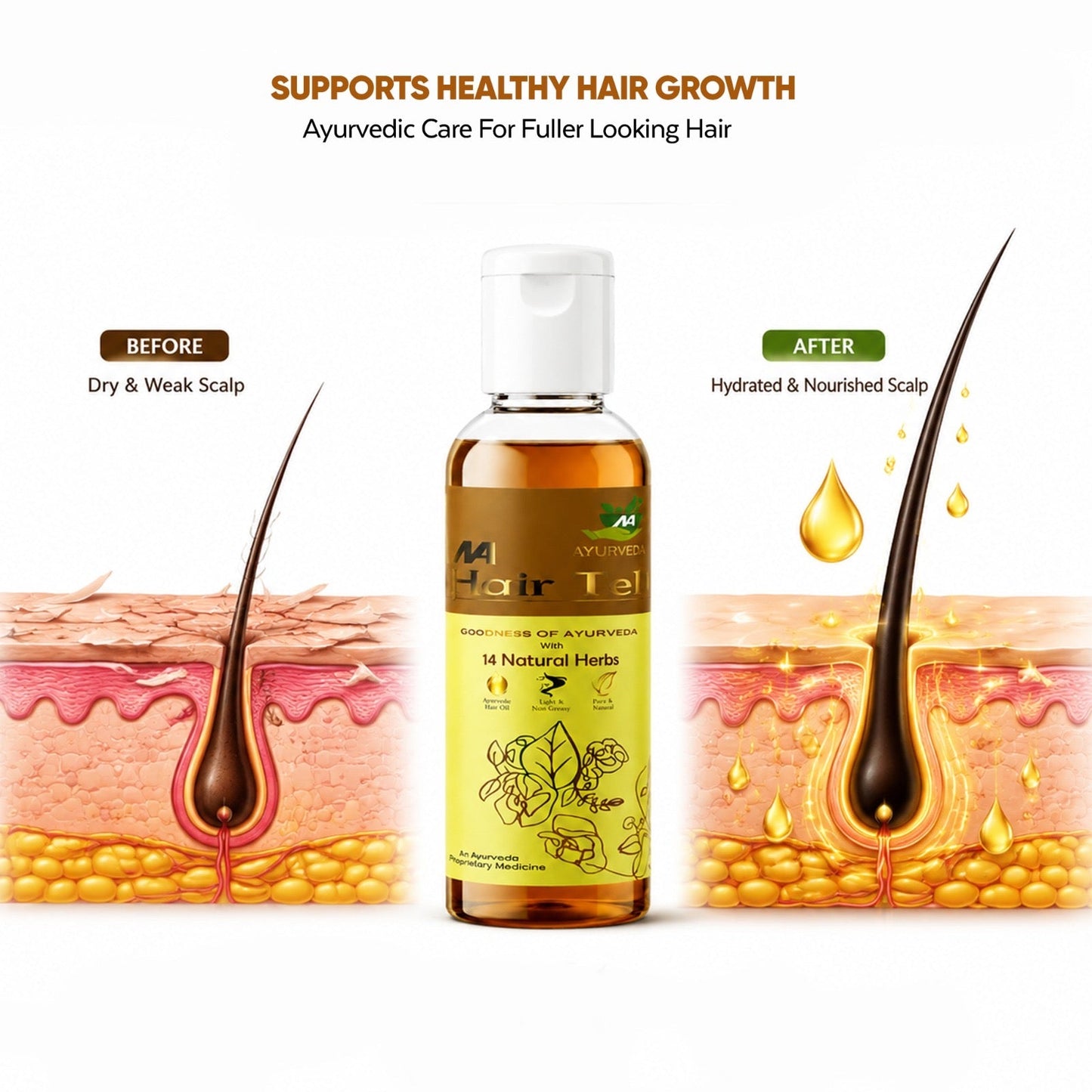 HAIR CARE OIL GOODNESSS OF AYURVEDA WITH 14 NATURAL HERBS - Natural Ayurveda
