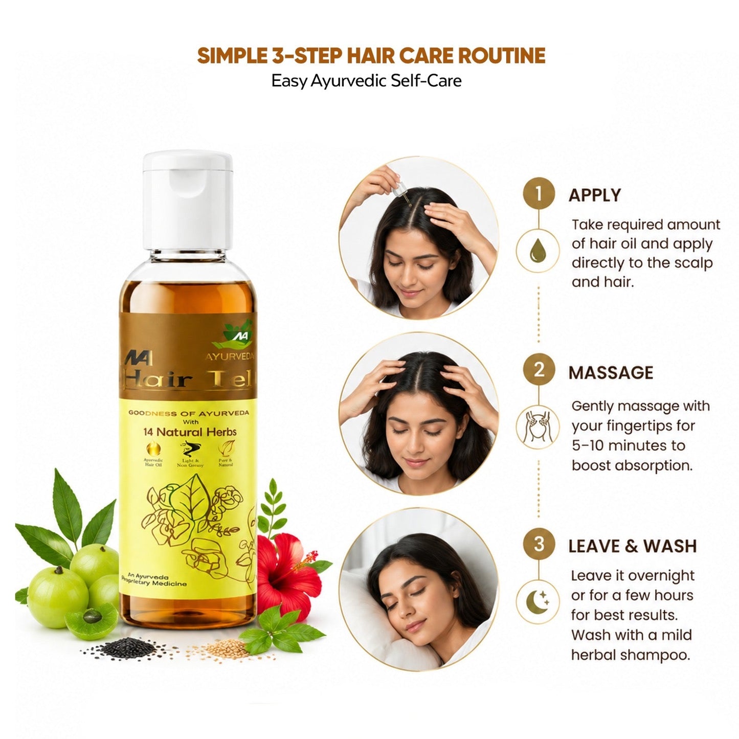 HAIR CARE OIL GOODNESSS OF AYURVEDA WITH 14 NATURAL HERBS - Natural Ayurveda