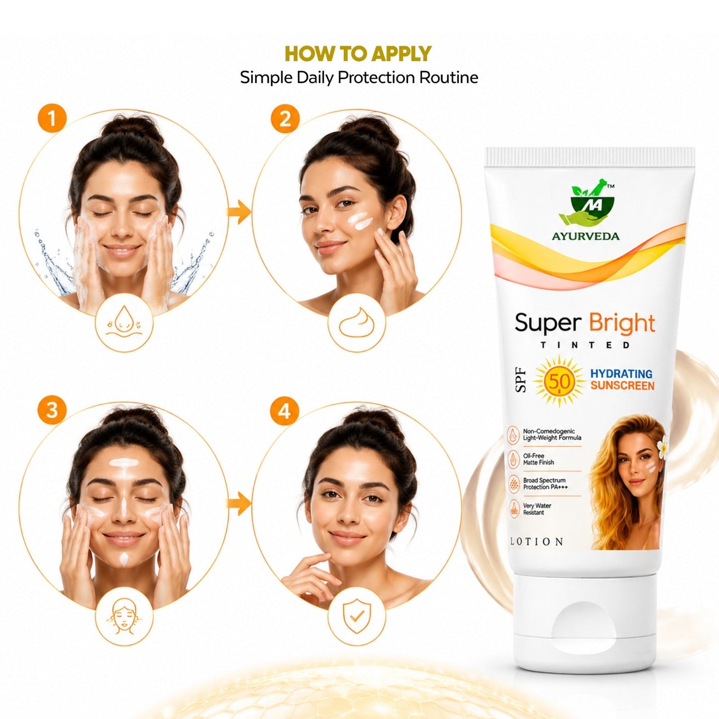 HYDRATING SUNSCREEN TINTED (THE FLAWLESS GLOW OF AYURVEDA & SPF 50+ PROTECTION) - Natural Ayurveda