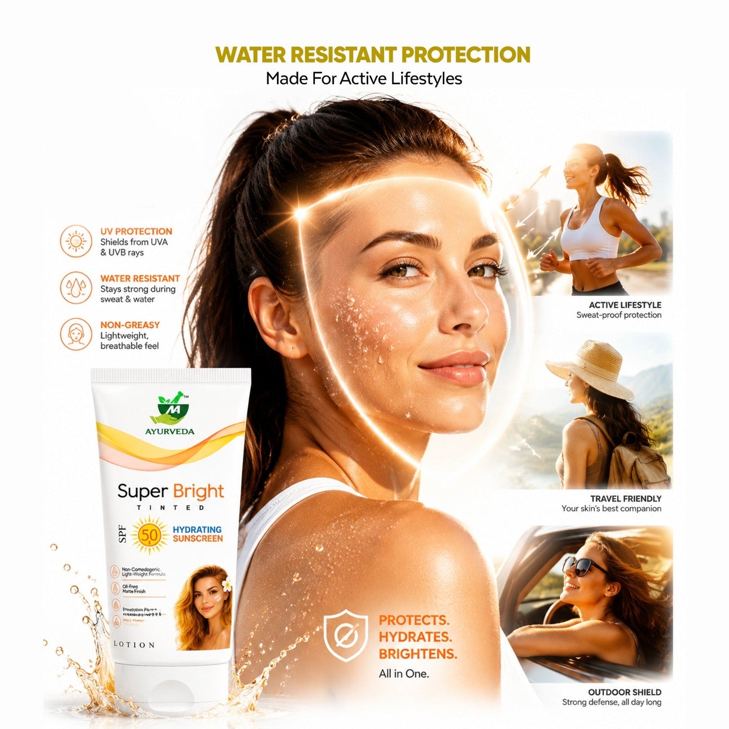 HYDRATING SUNSCREEN TINTED (THE FLAWLESS GLOW OF AYURVEDA & SPF 50+ PROTECTION) - Natural Ayurveda