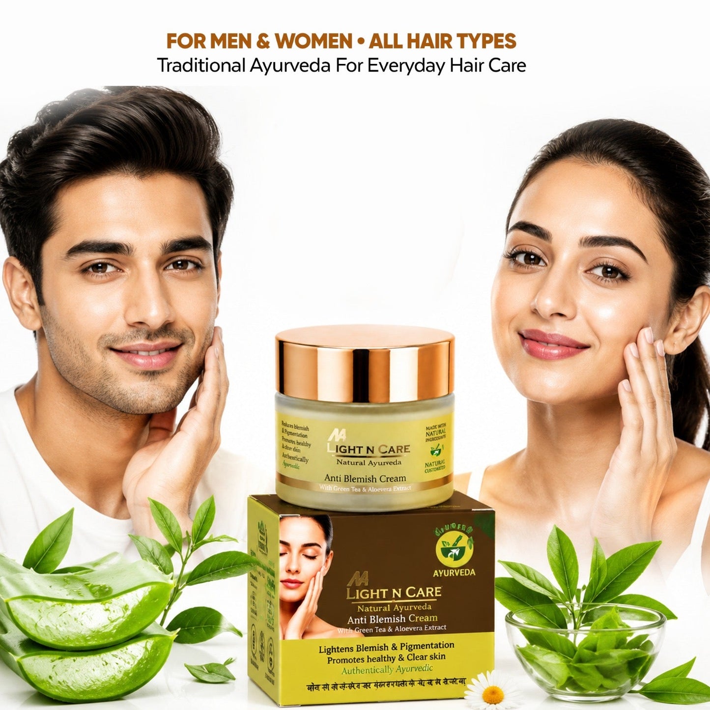Light N Care Anti Blemish Cream – Ayurvedic Formula with Green Tea & Aloe Vera Extract (50g) - Natural Ayurveda