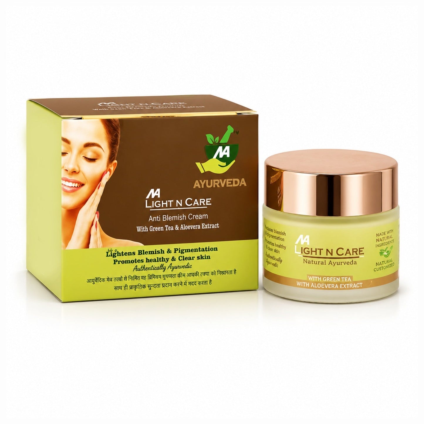 Light N Care Anti Blemish Cream – Ayurvedic Formula with Green Tea & Aloe Vera Extract (50g) - Natural Ayurveda