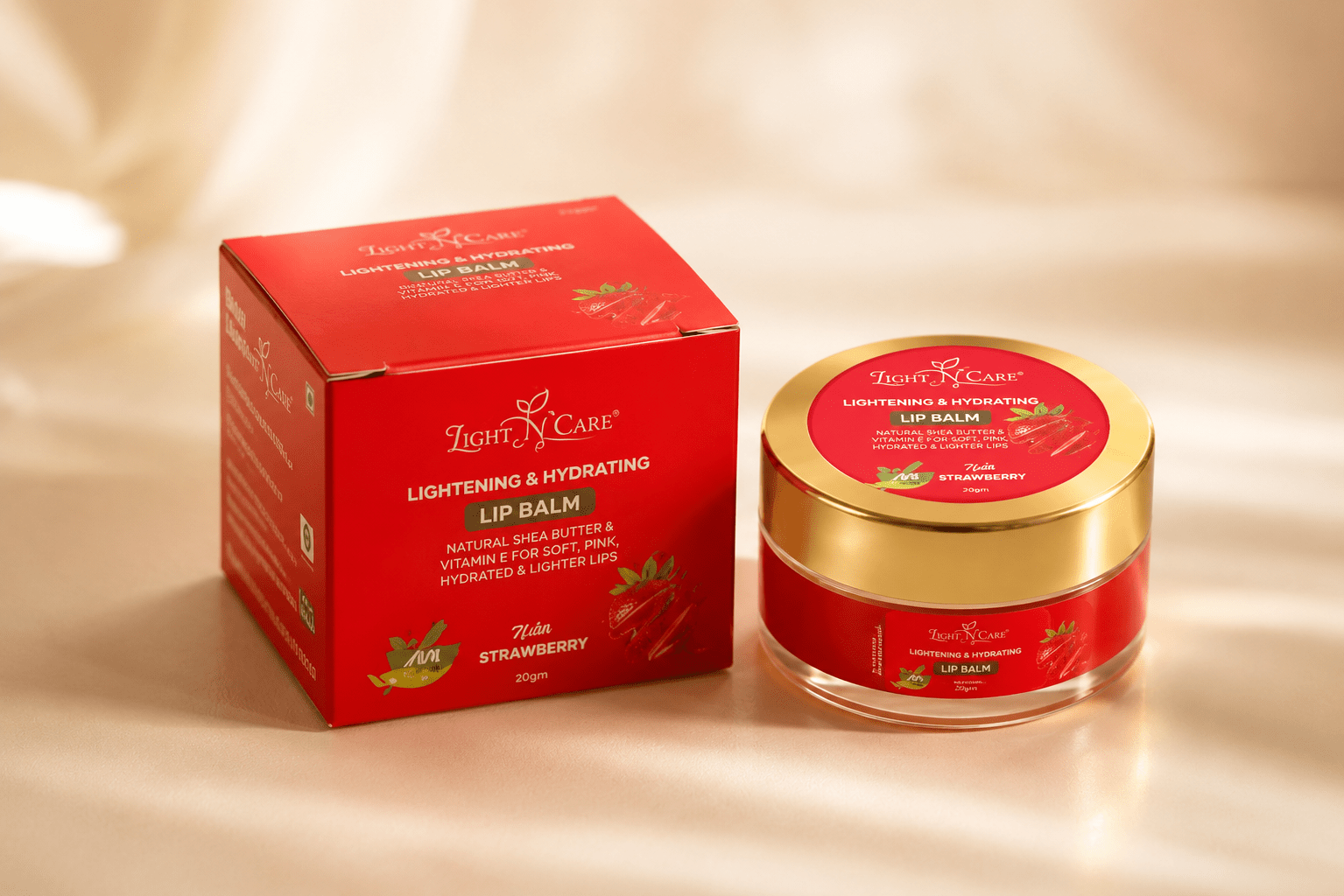 🌸 Light N Care – Lightening & Hydrating Lip Balm (Strawberry) 🍓 - Natural Ayurveda